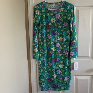 LulaRoe Floral Print Green Debbie Dress XS